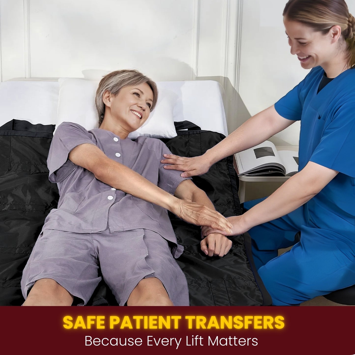 Medluck's Positioning Bed Pad Patient Transfer Sheet with Handles Washable Draw Sheets Mattress