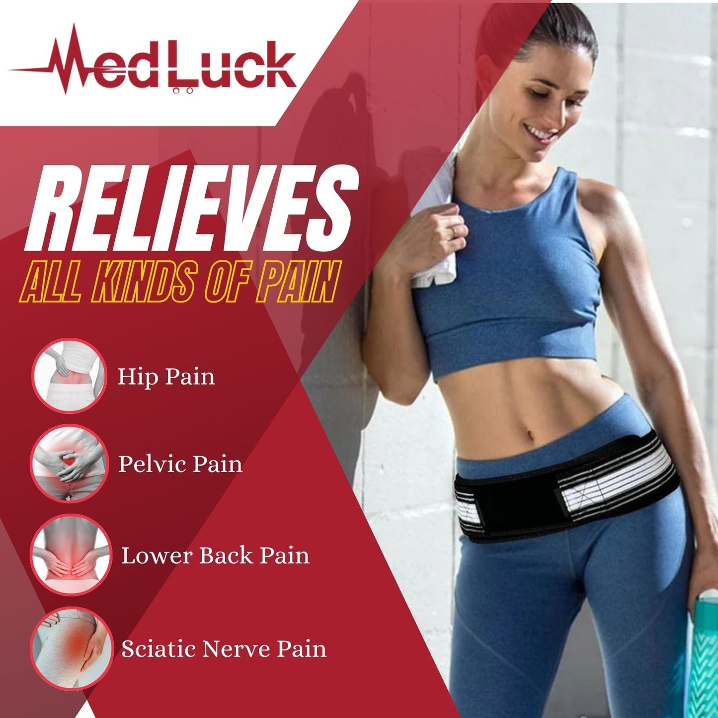 Medluck's Premium Lumbar, Sciatic, Hip & Back Pain Relief Belt