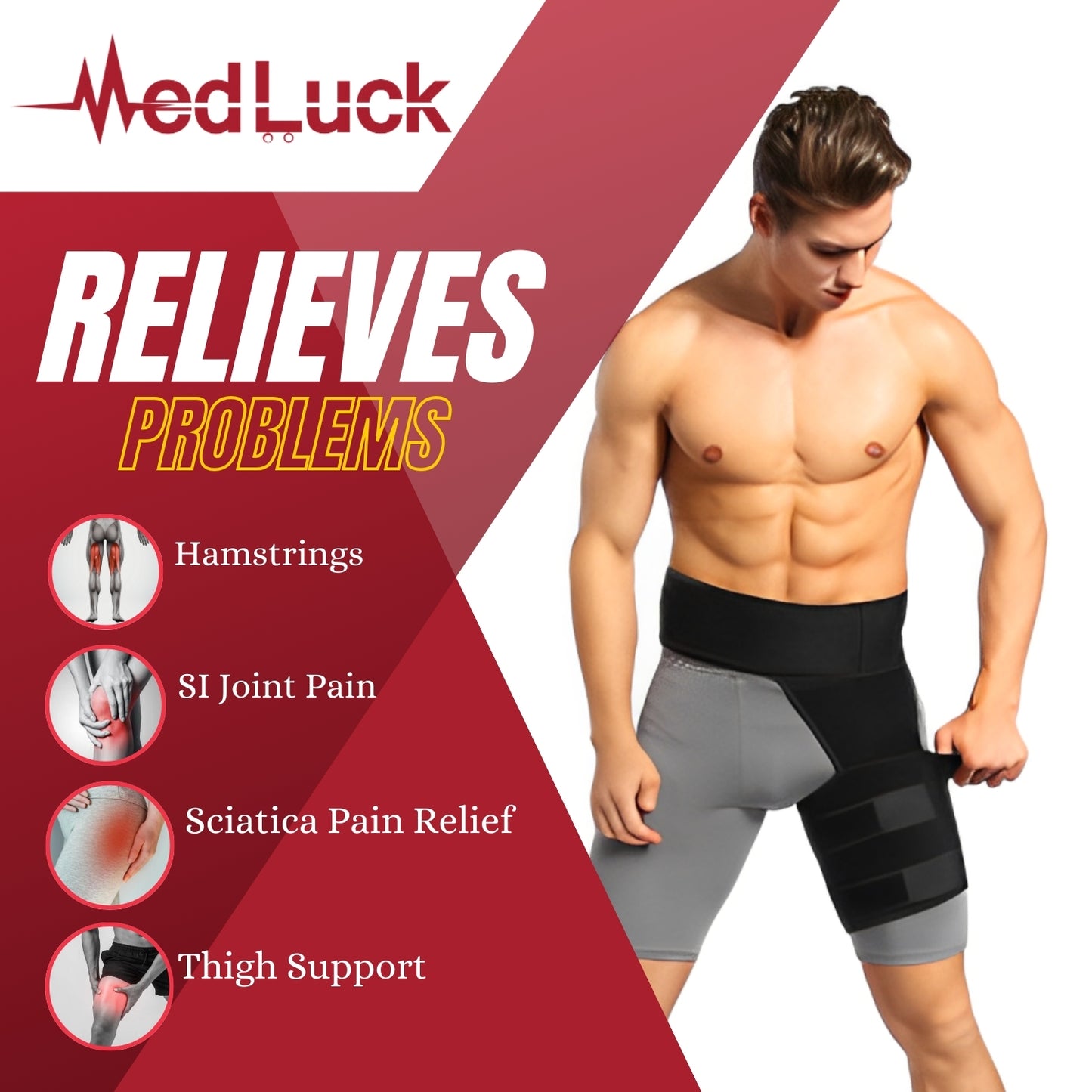 Medluck's Premium Sciatica Nerve Pain Relief Thigh Compression Brace