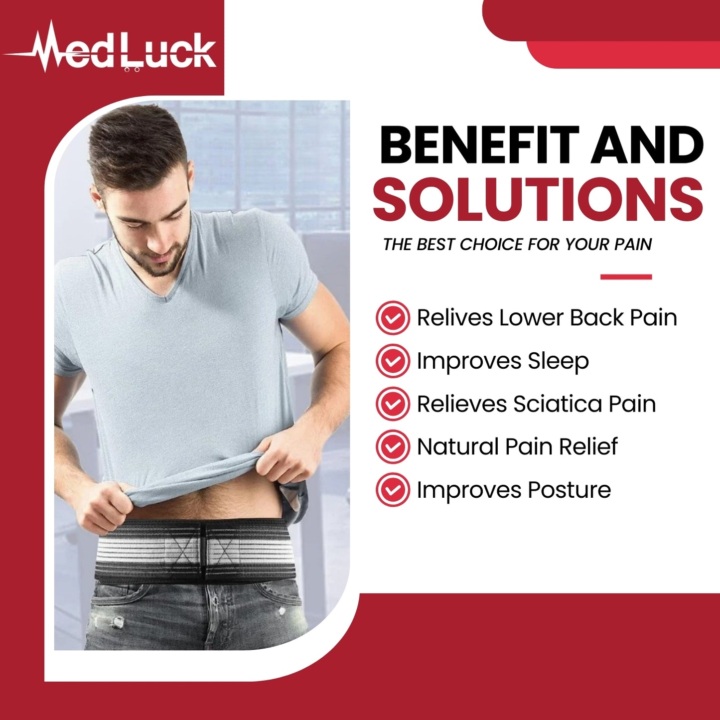 Medluck's Premium Lumbar, Sciatic, Hip & Back Pain Relief Belt