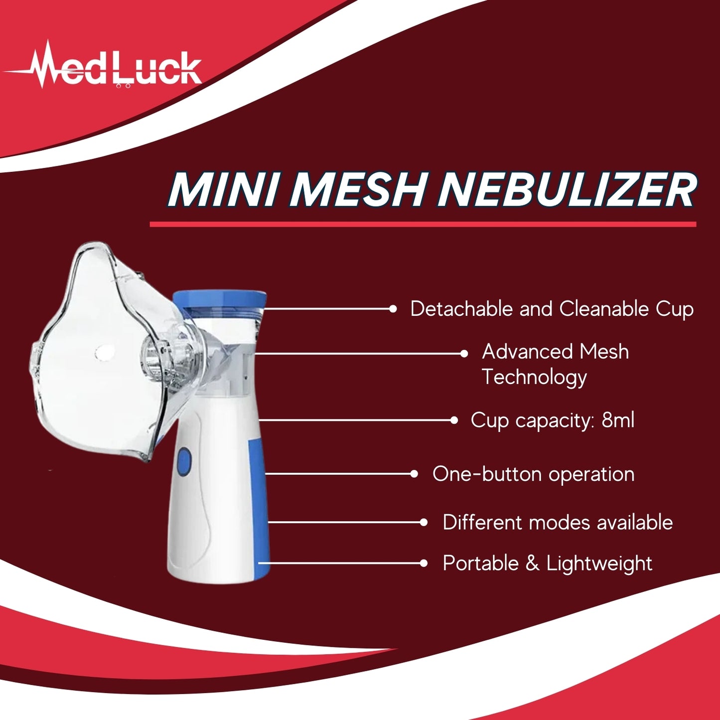 Medluck Portable Silent Nebulizer for Adults & Kids – Buy Nebulizer Online in Pakistan | Mini Steam Inhaler for Asthma & Respiratory Care