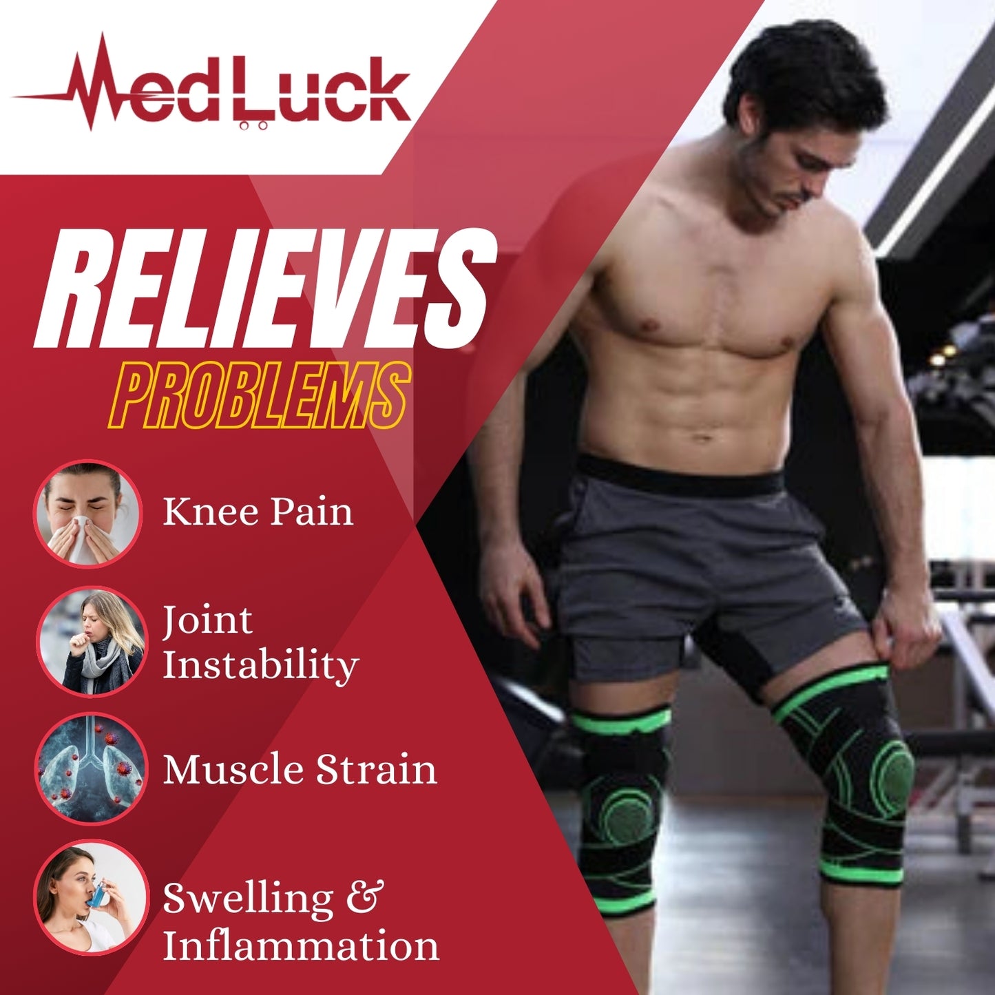 YCSM 1 Piece Set of Knee Support Protector, Compression Elastic Support Belt,