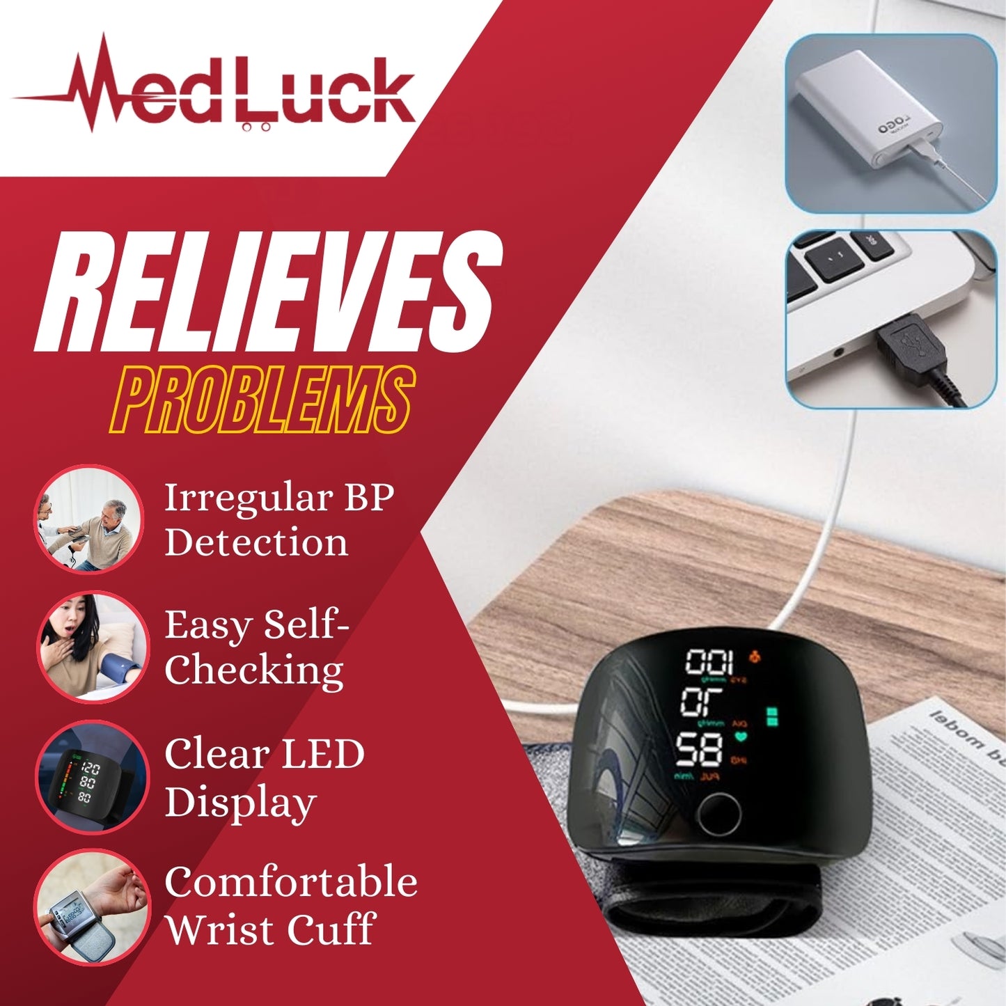 Blood Pressure Monitors, Automatic Wrist Blood Pressure Monitors with LCD Touch Screen