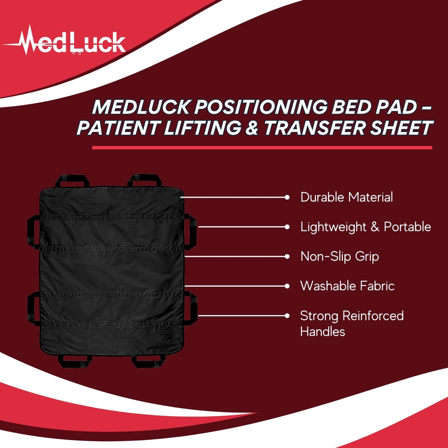 Medluck's Positioning Bed Pad Patient Transfer Sheet with Handles Washable Draw Sheets Mattress