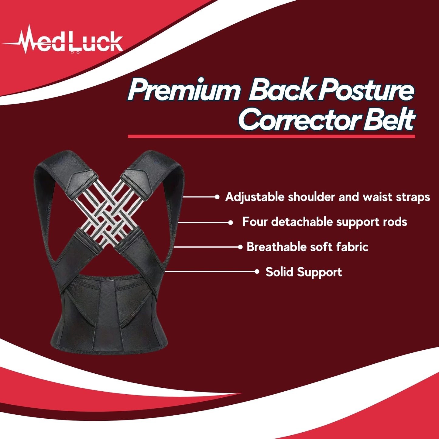 Medluck's X-Shape Adjustable Back Posture Belt