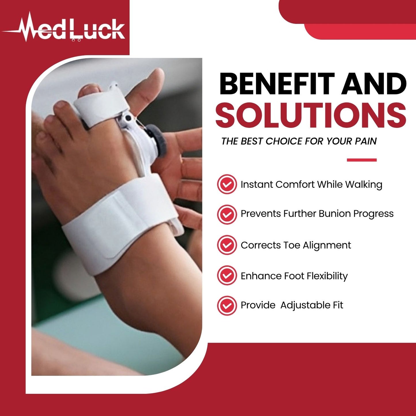 Medluck' Bunion Corrector Kit with Toe Separator for Bunion Relief, Day Night Support Orthopedic Bunion Toe Straightener,