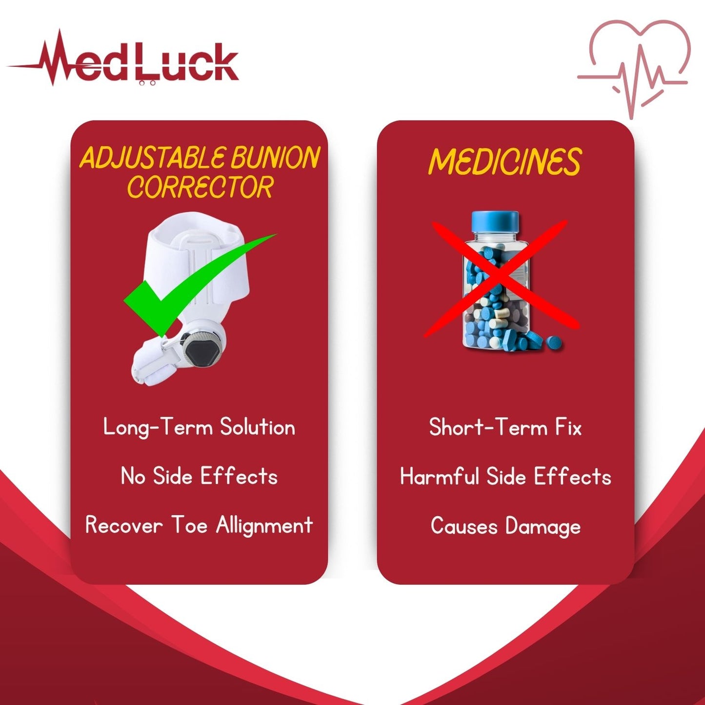 Medluck' Bunion Corrector Kit with Toe Separator for Bunion Relief, Day Night Support Orthopedic Bunion Toe Straightener,