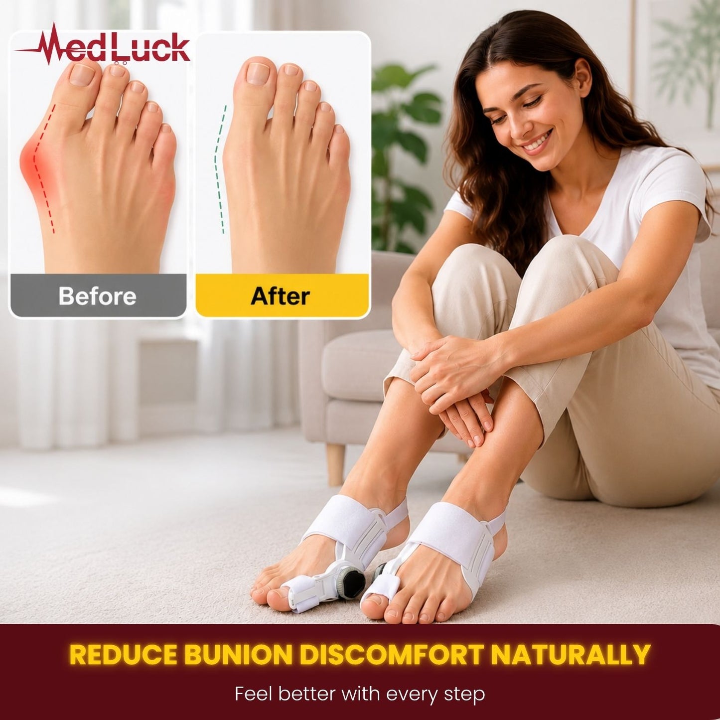 Medluck' Bunion Corrector Kit with Toe Separator for Bunion Relief, Day Night Support Orthopedic Bunion Toe Straightener,