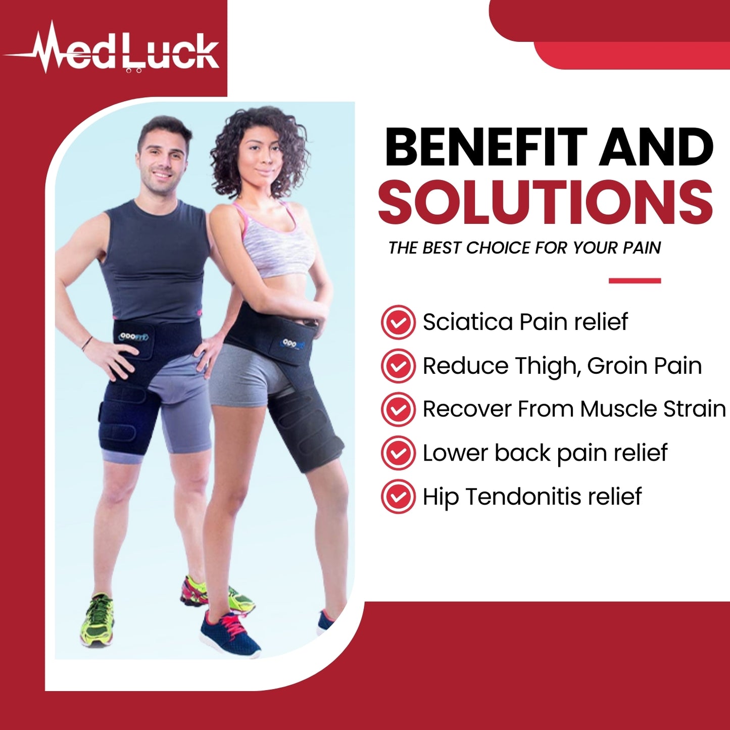 Medluck's Premium Sciatica Nerve Pain Relief Thigh Compression Brace