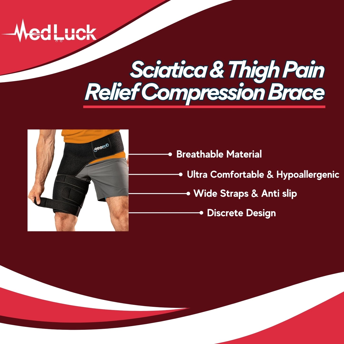 Medluck's Premium Sciatica Nerve Pain Relief Thigh Compression Brace